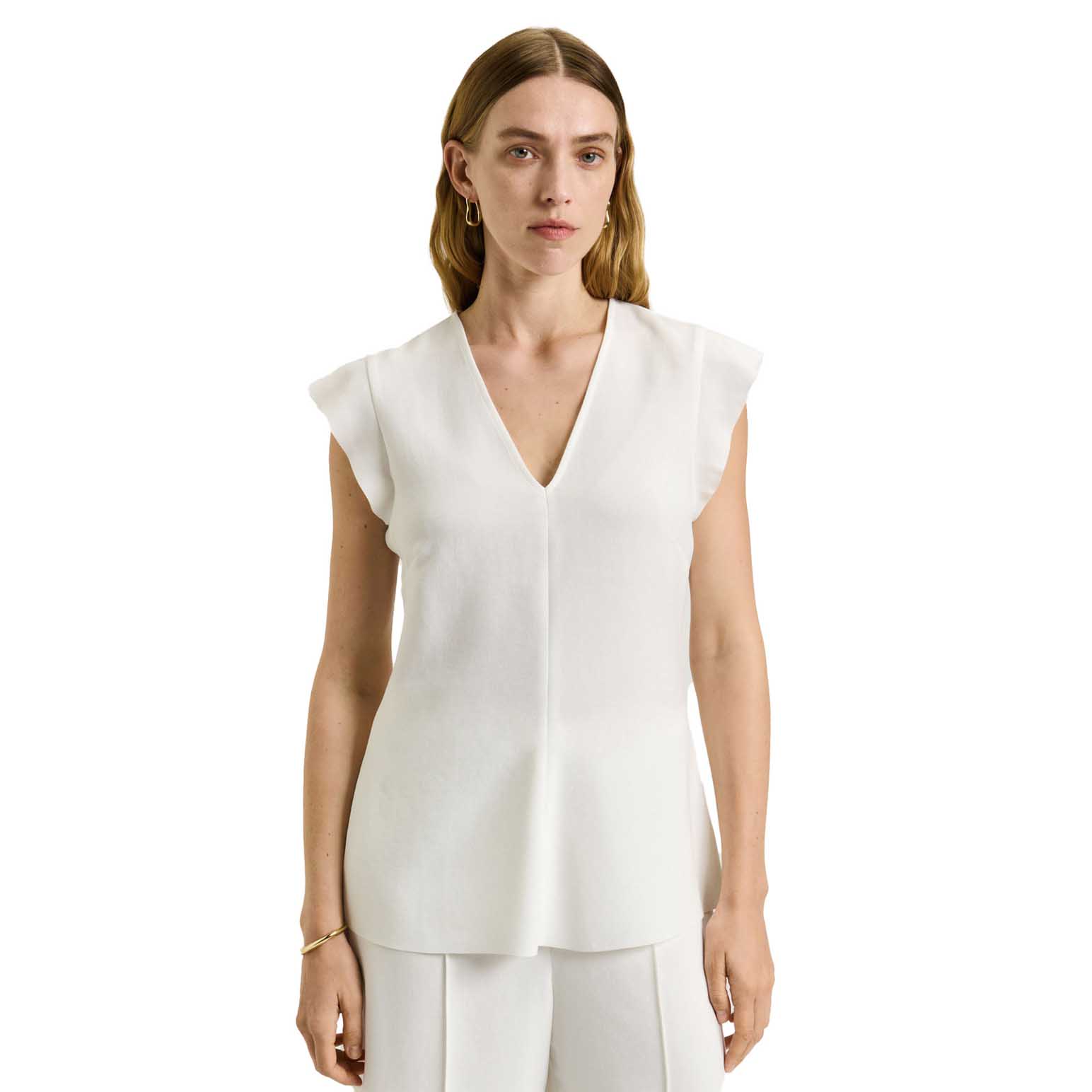 Veronika Maine Double Crepe V Neck Top
